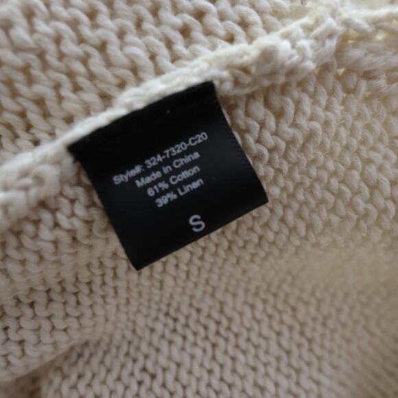 Jenni Kayne Cotton Linen Blend Crewneck Boyfriend Sweater In Ivory Size S - Picture 10 of 13